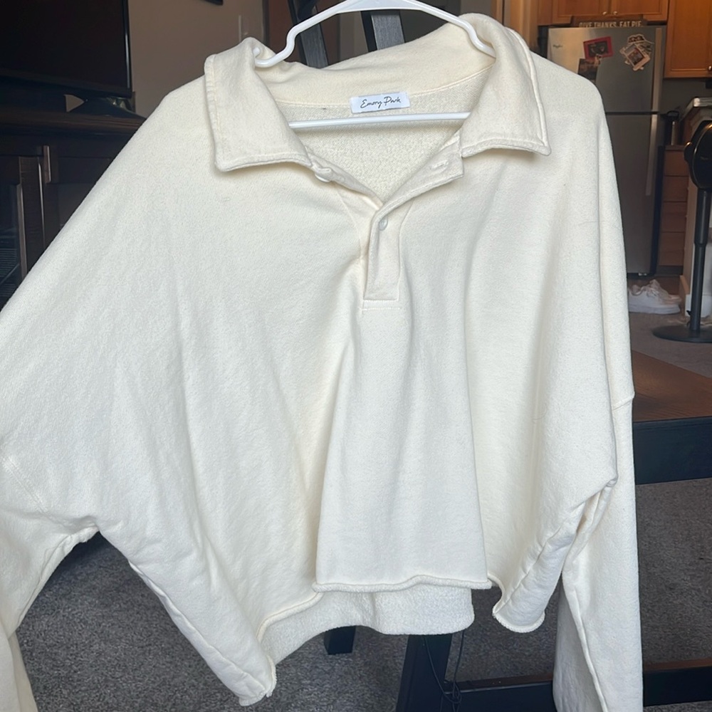 Long sleeve cropped crewneck sweater from Emory Park; oversized fit